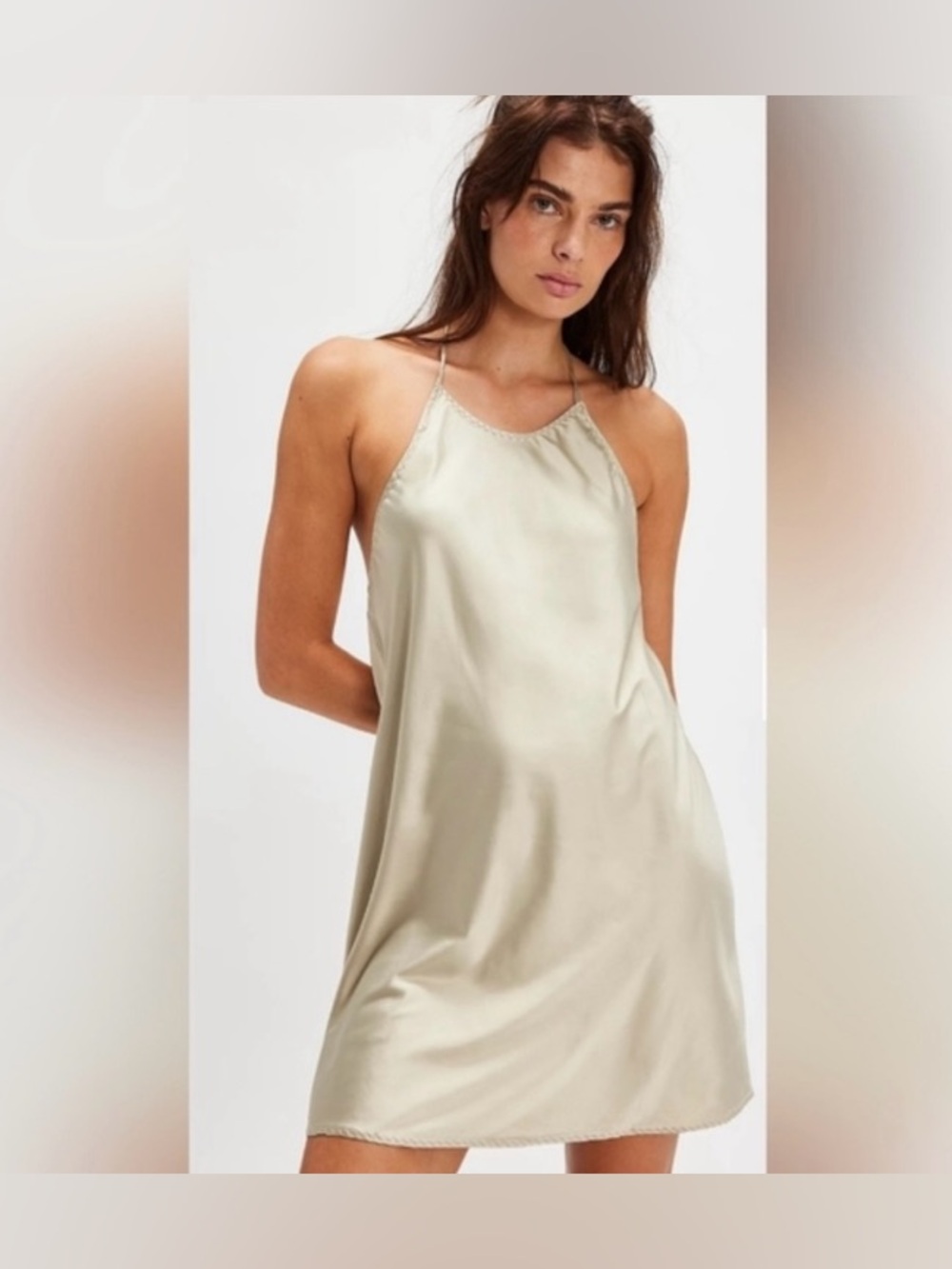 Satin Slip Halter Top Mini Dress